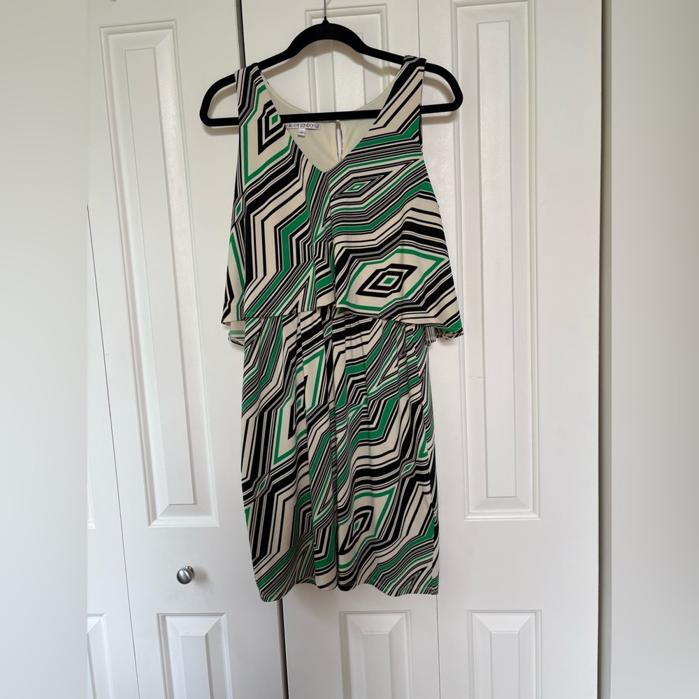 Maggy London Geometric Blouson Popover Dress - Size 8